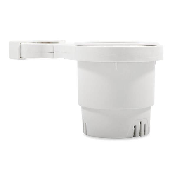 Camco Clamp-On Rail Mounted Cup Holder - Large for Up to 2in Rail - White 53083 - main